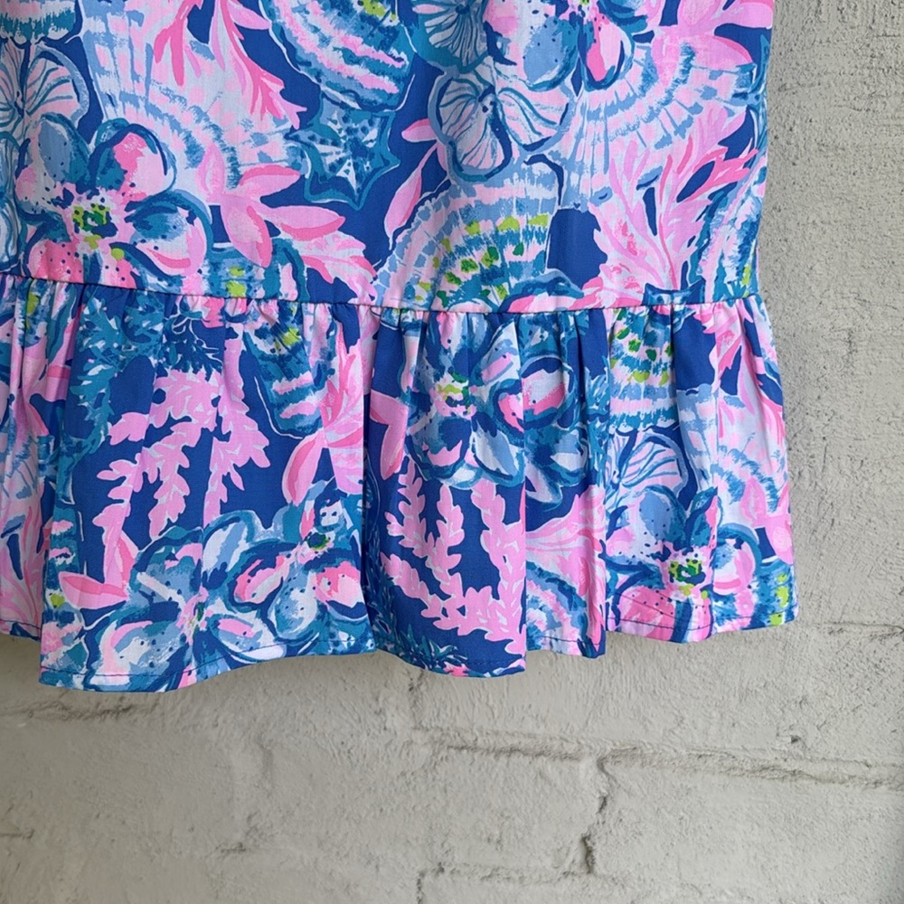 NWT Lilly Pulitzer Rocko Cotton Romper in Blue Tang Sitting Seaside Size 8 - Picture 7 of 16